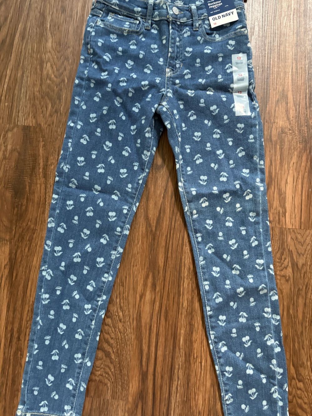 Old Navy Navy Blue Cherry Print Skinny Jeans
